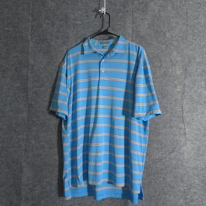 Peter Millar Summer Comfort Golf Polo Shirt Men's Large Blue Striped Peformances